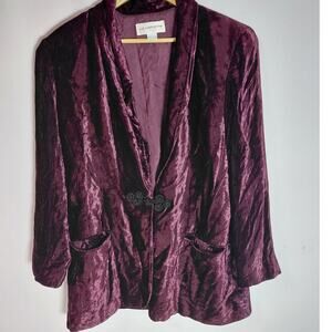 Liz Claiborne Collection Rayon Blazer Purple Solid Long Sleeve Women Size 12